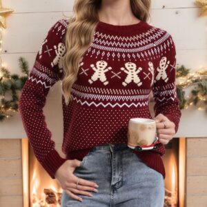 Gingerbread Man Polka Dot Cute Color Block Sweater